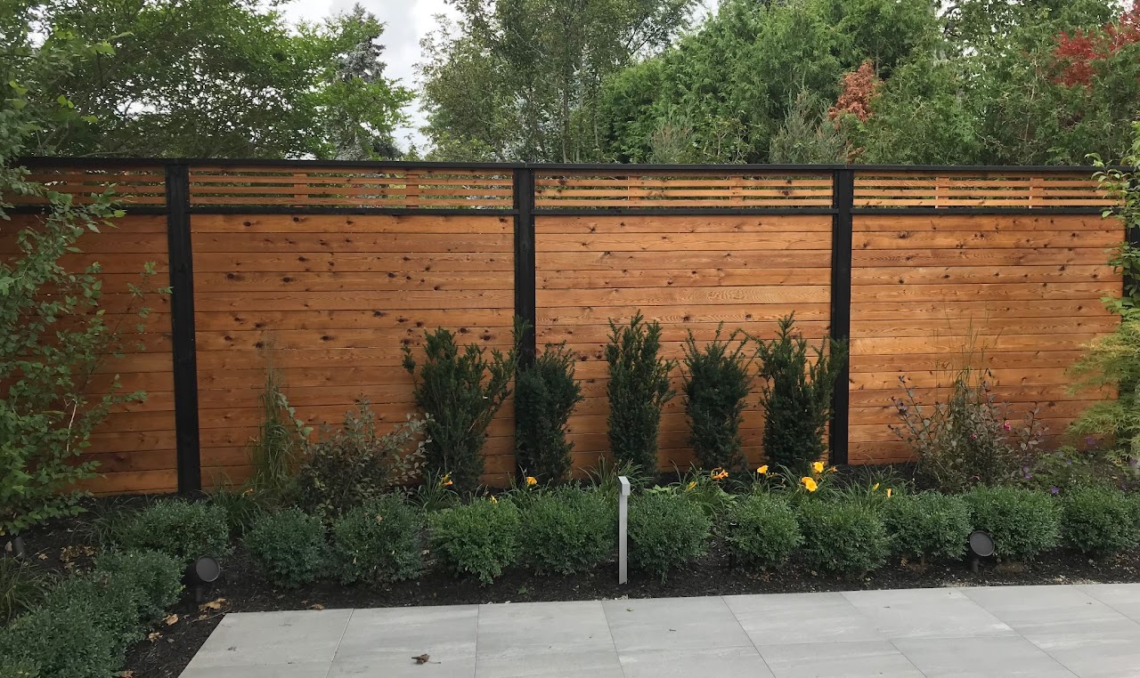 Horizontal slat fence modern design